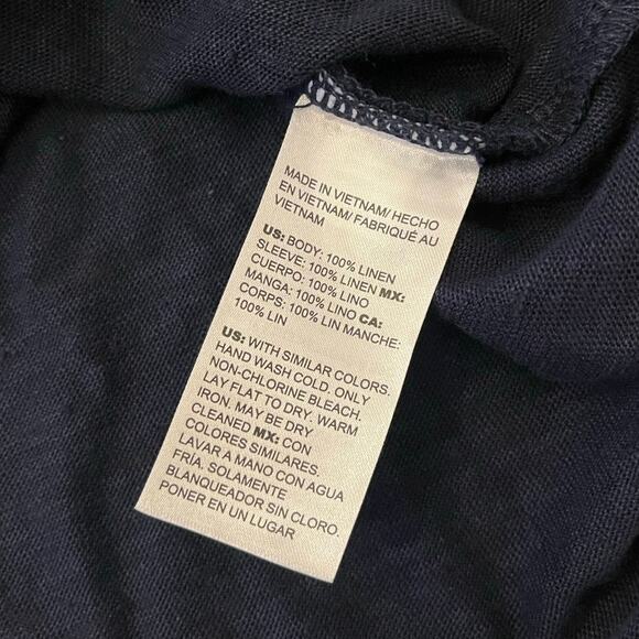 NWT Chico’s Navy 100% Linen Off Shoulder Top Sz 3 Beachy Lightweight Mixed Media - Picture 8 of 10